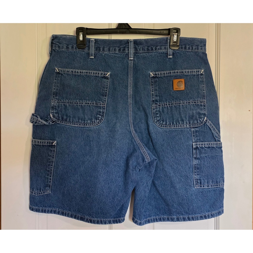 Carhartt B28 DST Loose Fit Carpenter Denim Shorts Mens 36 Dark Stone Blue Work